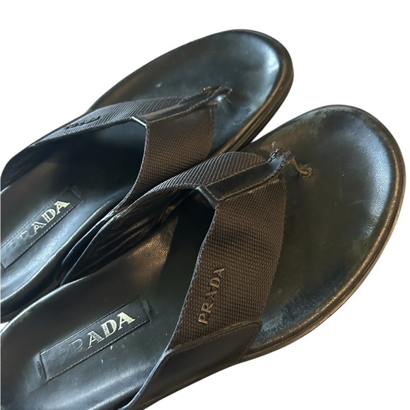 Prada Men\'s Black Leather Sandals